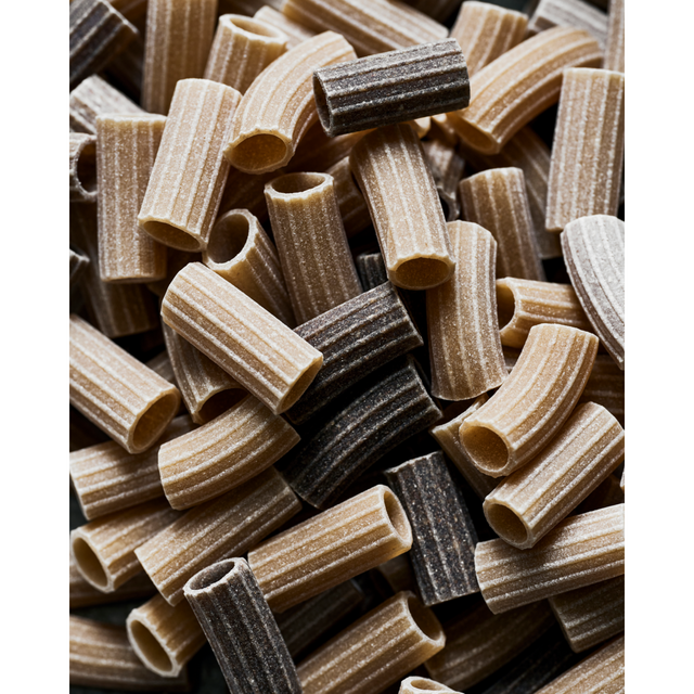 Bunte Dreikorn-Pasta Makkaroni aus Hartweizen, Gerste und Roggen - Nicolas Vahé