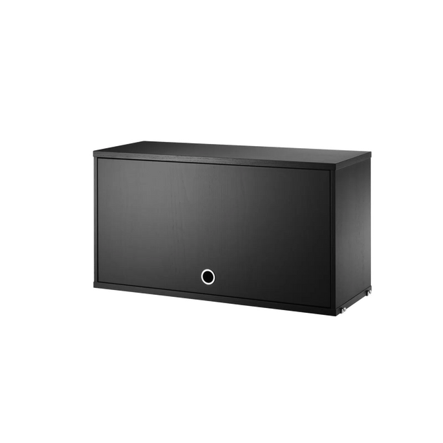 String Schrank mit Klapptür 78 cm Esche Schwarz – Hängeschrank für das String Regal