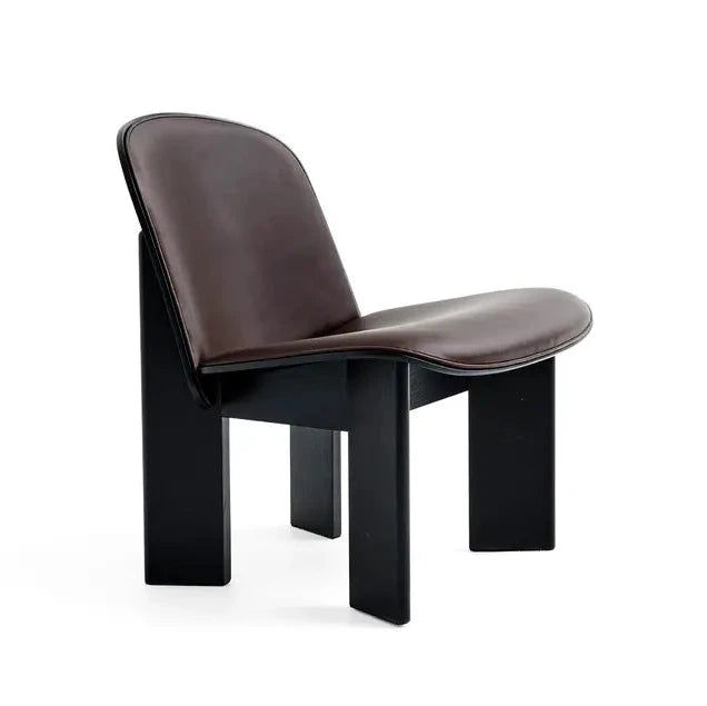 HAY Chisel 85 Lounge Chair – Black Lacquered Oak mit Sense Leather Dark Brown
