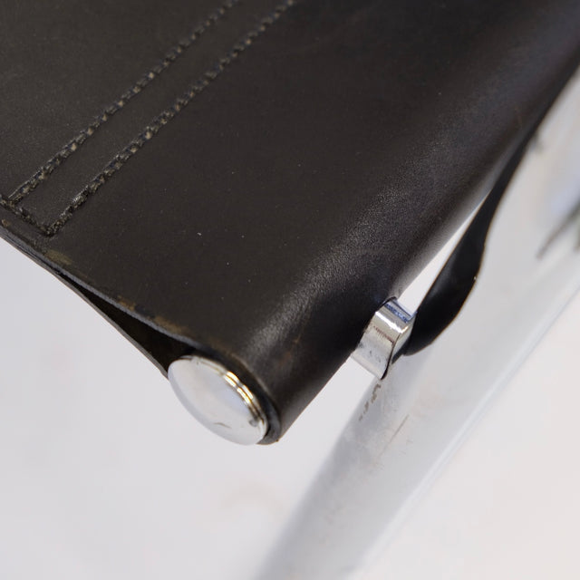 B34 Freischwinger Marcel Breuer schwarzes Leder - Thonet zugeschrieben