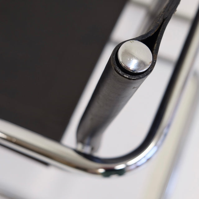 B34 Freischwinger Marcel Breuer schwarzes Leder - Thonet zugeschrieben