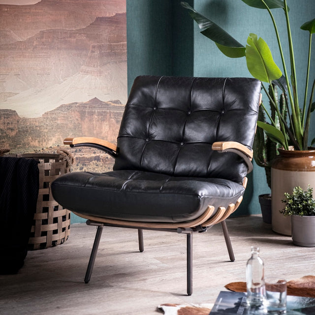 Sessel Bastiaan Java Leder Schwarz - Eleonora