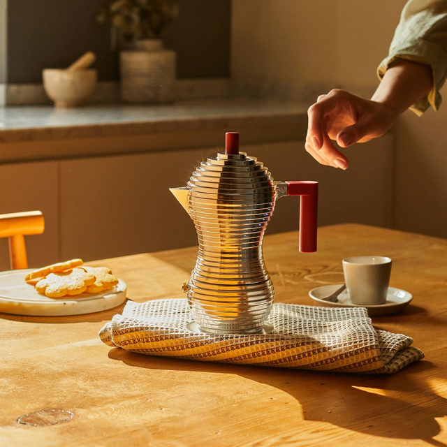 Espressokocher Pulcina Chrom-Rot - Alessi mood