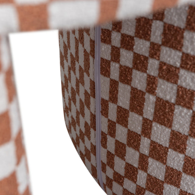 Gepolsterter Hocker Charlie Orange mit Karomuster - Woood