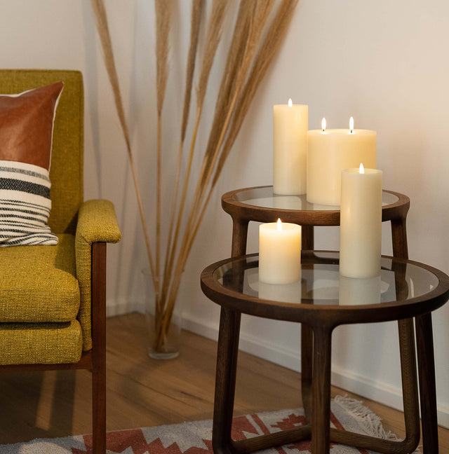 LED Echtwachs Stumpenkerze (Schulter) Ø 7,8cm weiß - Uyuni