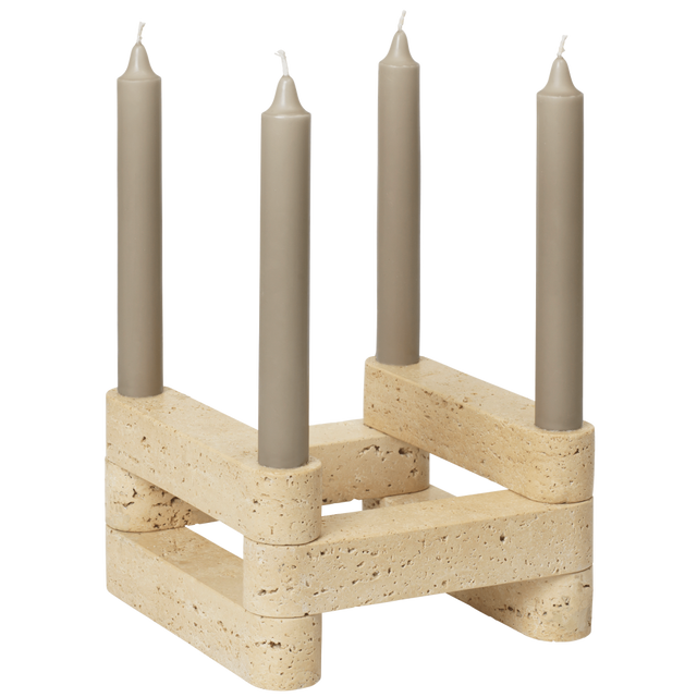 Modulare Kerzenhalter im Set Newel Travertin - ferm LIVING x Utzon 2