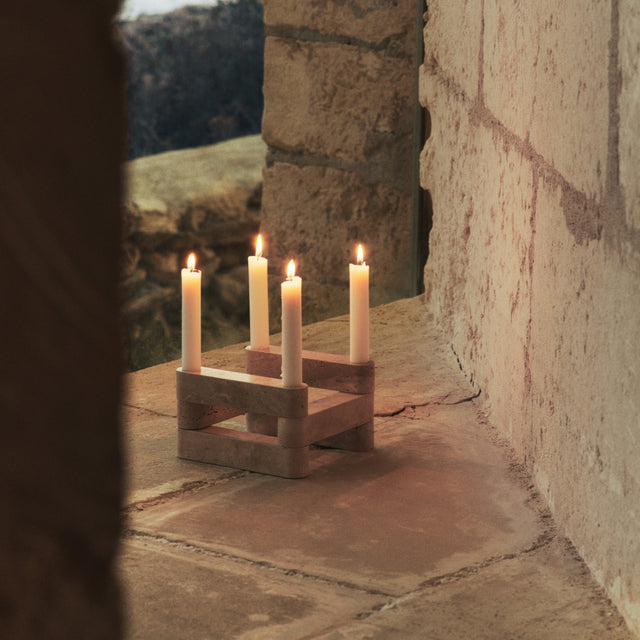 Modulare Kerzenhalter im Set Newel Travertin - ferm LIVING x Utzon mood