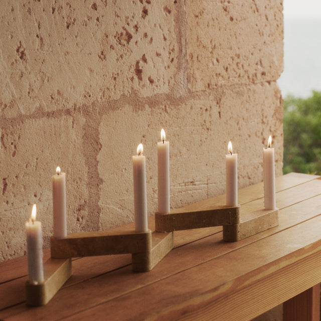 Modulare Kerzenhalter im Set Newel Travertin - ferm LIVING x Utzon mood 3