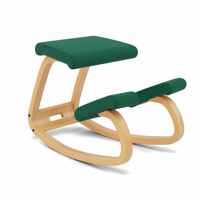 Varier Kniestuhl Variable, Holzfarbe Esche hellbraun, Bezug Grün (Tonal 68206) – ergonomischer Original Kniestuhl von Peter Opsvik