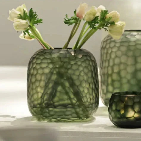 Vase Somba M Light/Black Steelgrey H 20 - Guaxs - mit anderen mundgeblasenen VAsen dekoriert