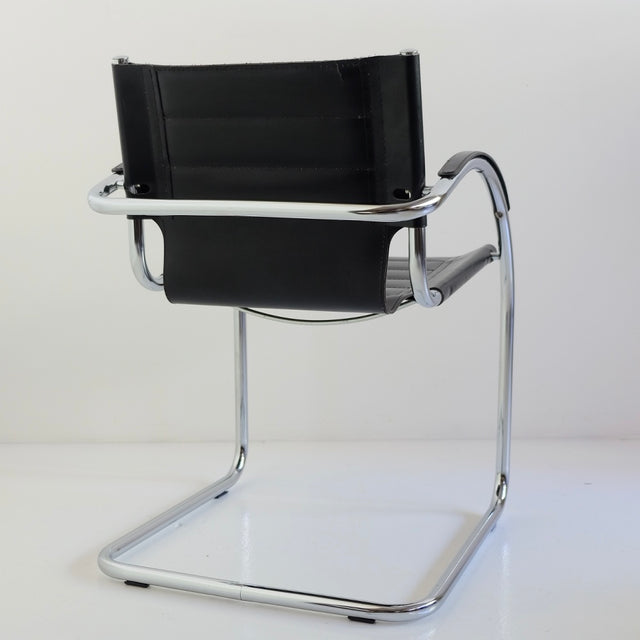 Freischwinger Marcel Breuer Stil schwarzes Leder - Safco