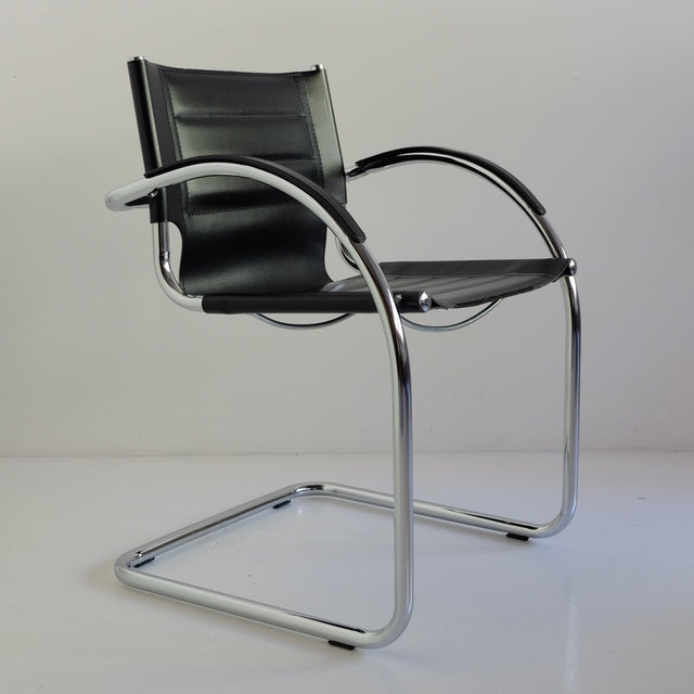 Freischwinger Marcel Breuer Stil schwarzes Leder - Safco