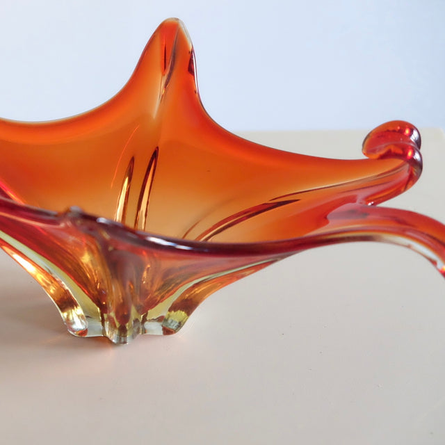 Vintage Murano Glas Schale - Cristallo Venezia rot