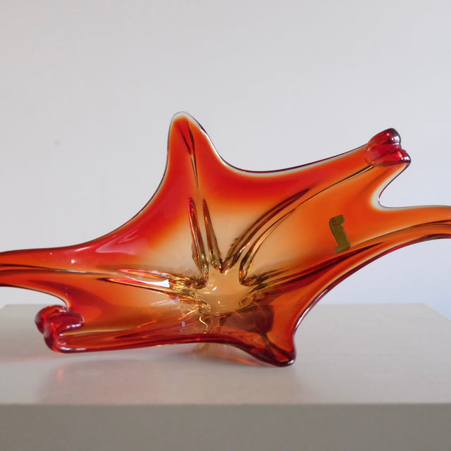 Vintage Murano Glas Schale - Cristallo Venezia rot