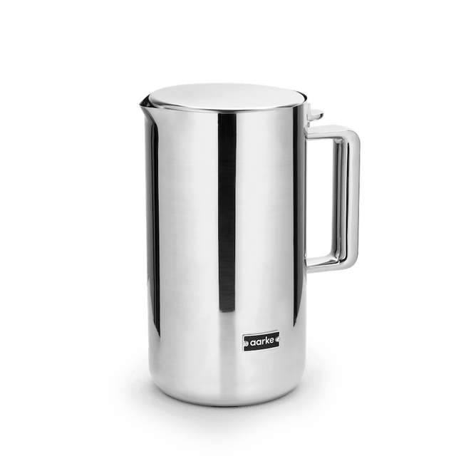 Aarke Kettle Wasserkocher aus gebürstetem Edelstahl frontal