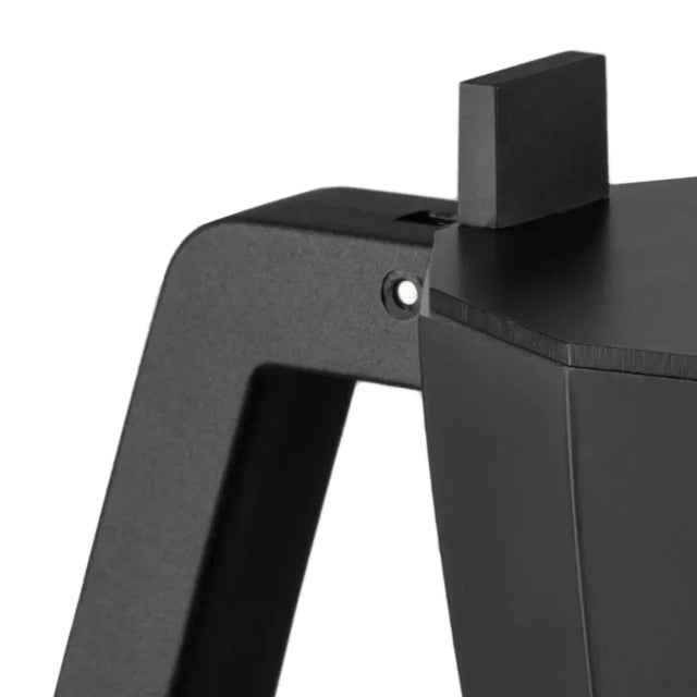 Alessi Moka Espressokocher Schwarz, Detail Griff und Deckelknopf