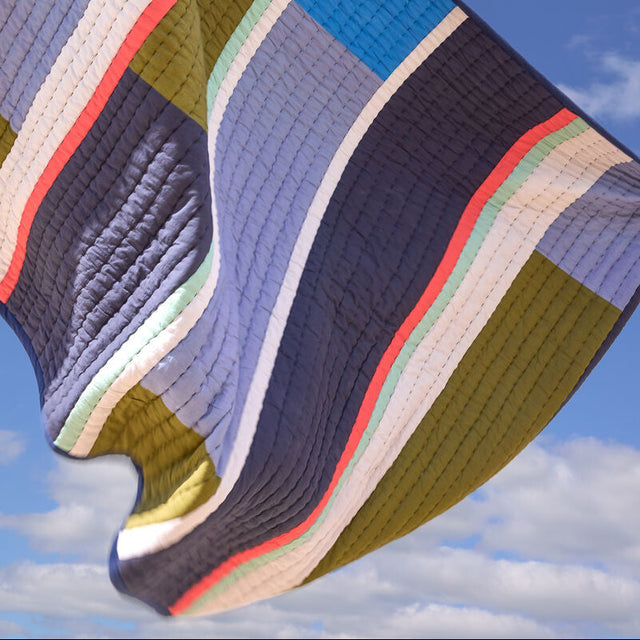 Baumwolldecke Pavilion Plaid Block – Blue Multicolour 140×200 - Hübsch Interior