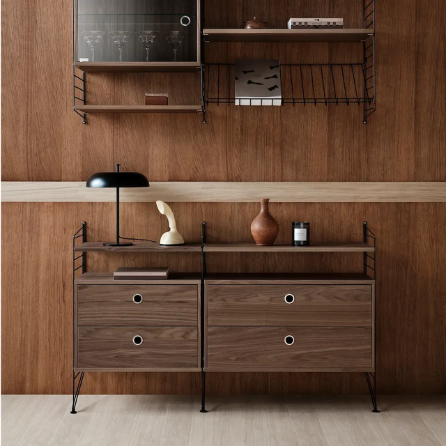 Bodenleiter einzeln Schwarz 115x30cm - String Furniture Regalsystem
