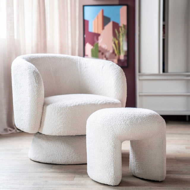 Drehbarer Loungesessel Balou Bouclé Weiss - By Boo - DesignWe.Love