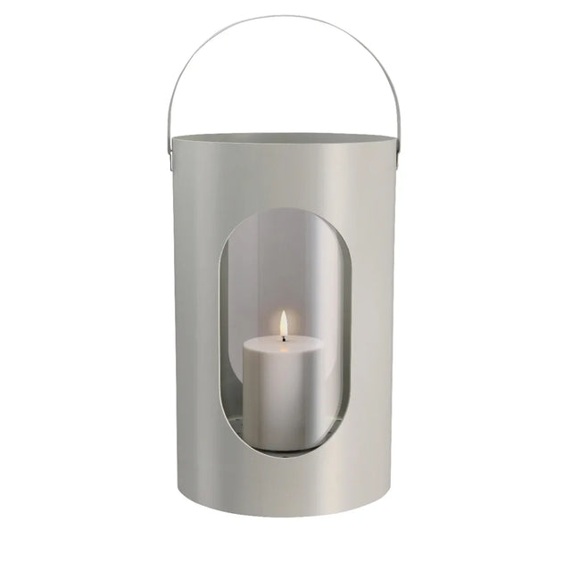 Light House Laterne aus Aluminium und Glas Big (22 × 35 cm) Hellgrau freigestellt von EKTA Living