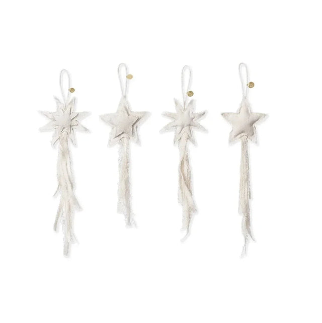 ferm LIVING Vela Star Ornaments – Stern Anhänger aus Bio-Baumwolle 4er-Set