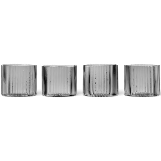 Trinkgläser Ripple Low 4er Set grau - ferm LIVING