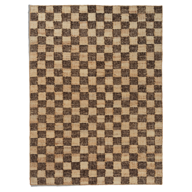 Teppich Check aus Wolle und Jute Coffee/Natur 140x200cm - ferm LIVING