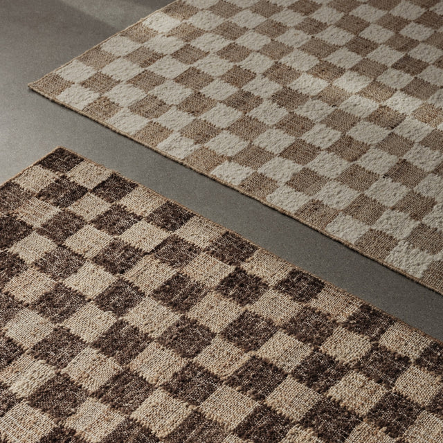 Teppich Check aus Wolle und Jute Coffee/Natur 140x200cm - ferm LIVING