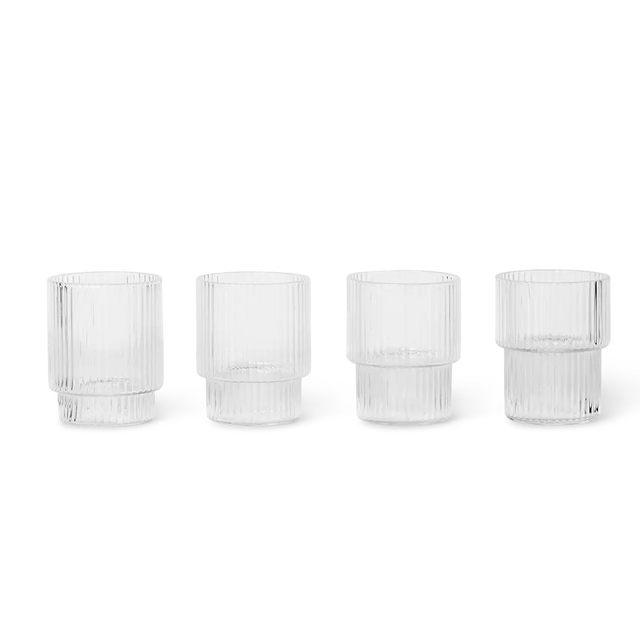 Geriffelte Gläser Ripple klar - Trinkgläser im 4er Set von ferm LIVING