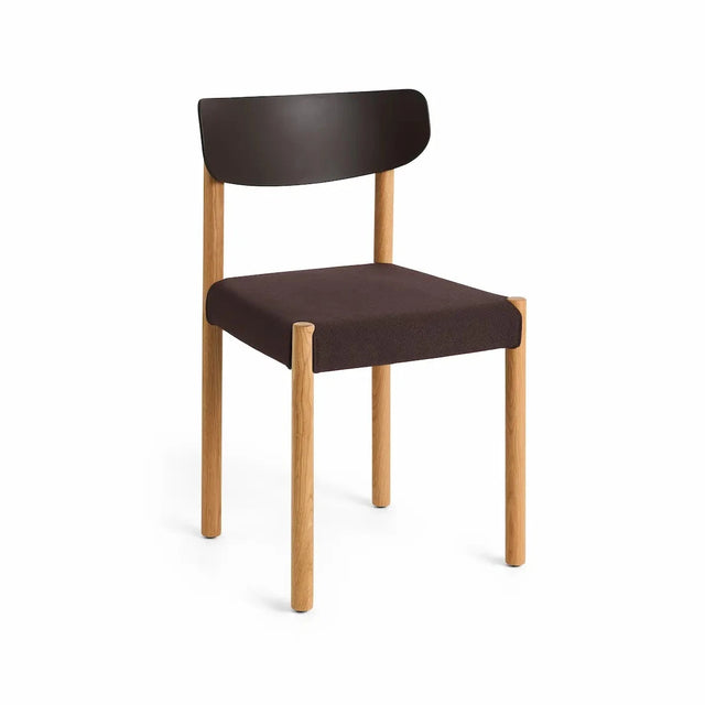 HAY Pack Chair 11 gepolsterter Trattoria-Stuhl, Oiled Oak Eiche, Rücken Graphite Brown, Bezug Steelcut 695