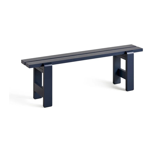 HAY Weekday Bench Outdoor Holzbank Stahlblau, 140 cm