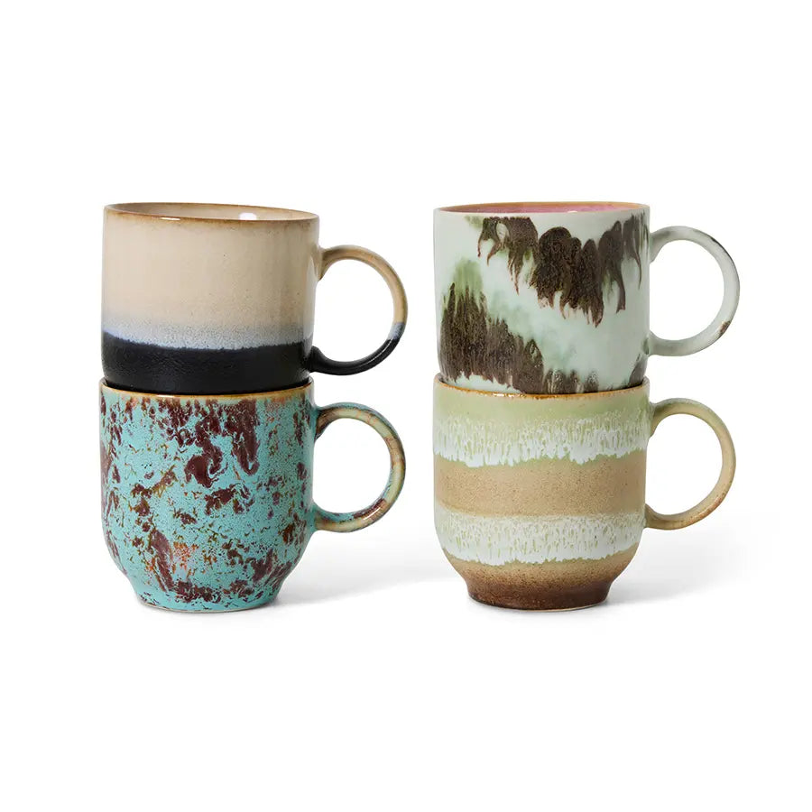 HKLiving Café Becher Abstract 4er Set