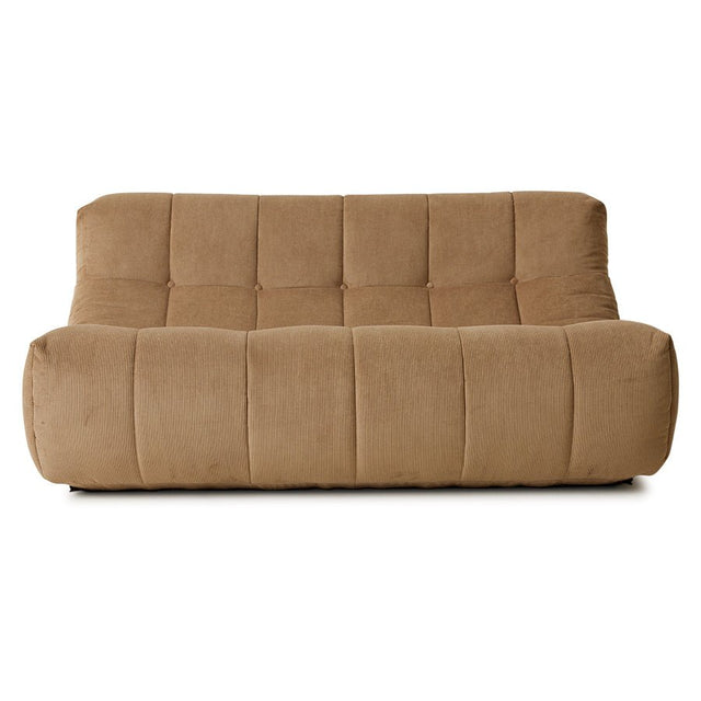 HKliving Lazy Lounge Bench Corduroy Rib Braun – Vorderansicht Loungesofa mit breitem Cordbezug