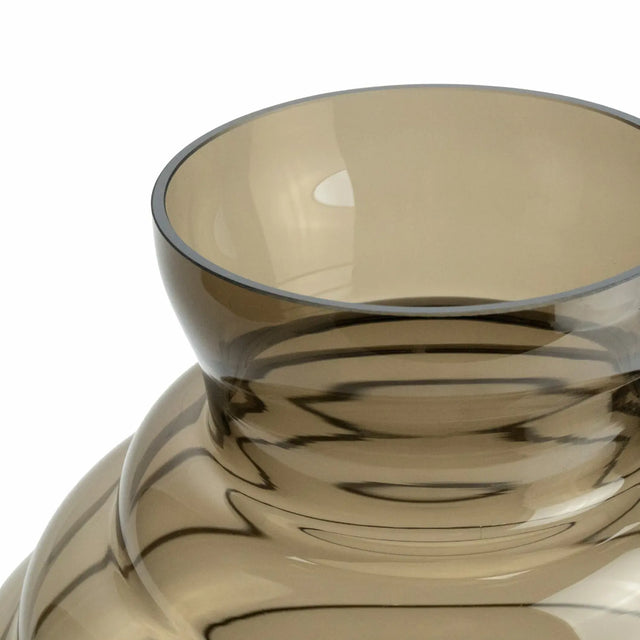 ISAA Vase Arothron, bauchige Glasvase braun, Detailansicht der Öffnung