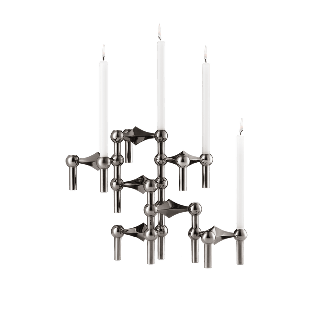 Kerzenhalter Chrom Schwarz 3er Set - Stoff Nagel - DesignWe.Love