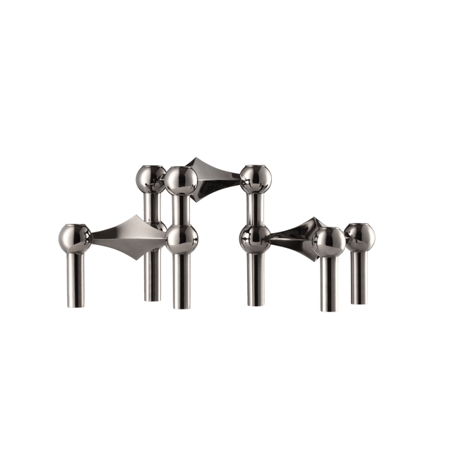 Kerzenhalter Chrom Schwarz 3er Set - Stoff Nagel - DesignWe.Love