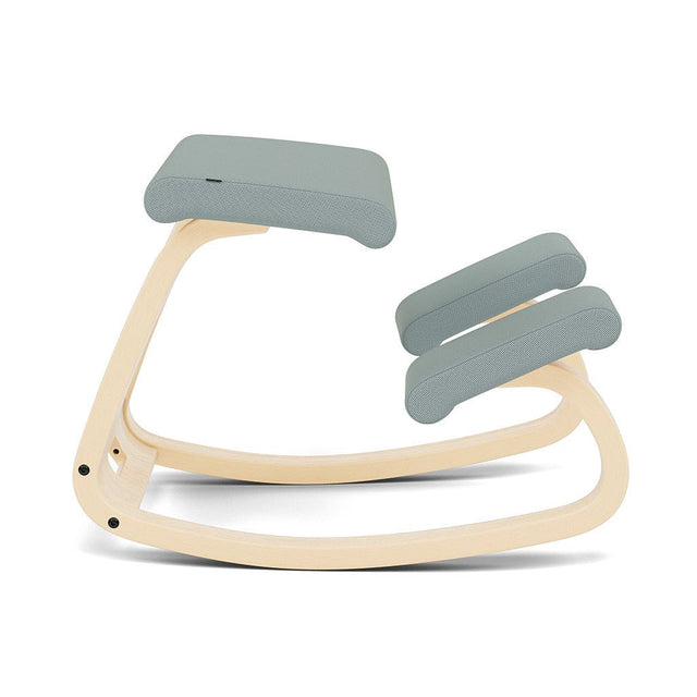 Varier Kniestuhl Variable, Holzfarbe Esche natur, Bezug Graugrün (Tonal 67089) – ergonomischer Original Kniestuhl von Peter Opsvik