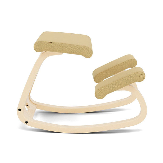Varier Kniestuhl Variable, Holzfarbe Esche natur, Bezug Hellgelb (Tonal 62156) – ergonomischer Original Kniestuhl von Peter Opsvik