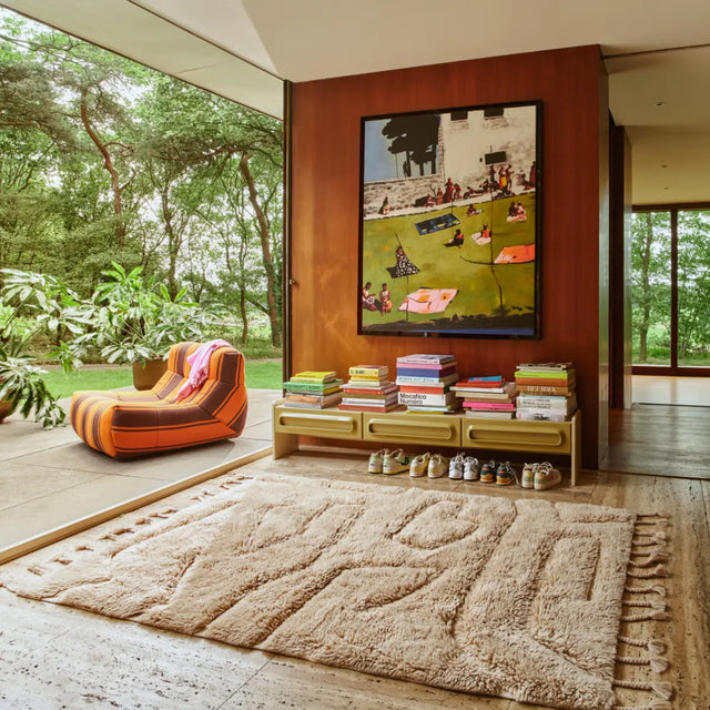 HKliving Space Lowboard 200 cm Salbei Creme im Interieur