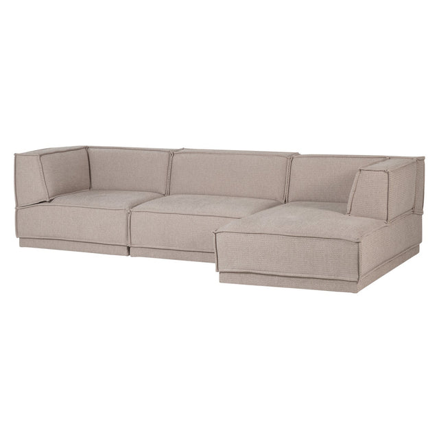 Manu Chaise Lounge Sofa Grob Chenille Natur (rechts) - WOOOD