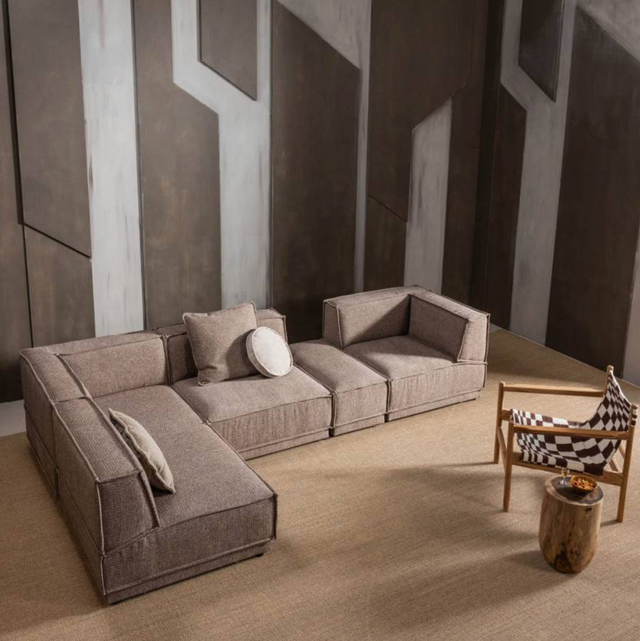 Manu Chaise Lounge Sofa Teddy Taupe (rechts) - WOOOD