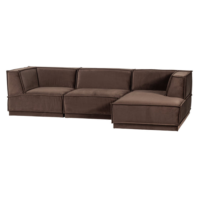 Manu Chaise Lounge Sofa Velvet Braun (rechts) - WOOOD