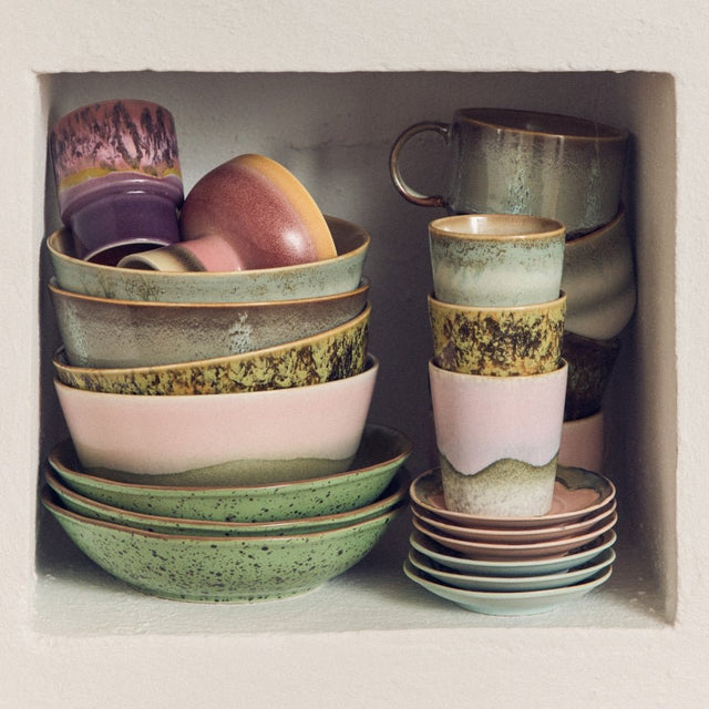 HKliving 70s Ceramics Ramen Schale Serie – handglasierte Ramen Bowls aus Steinzeug
