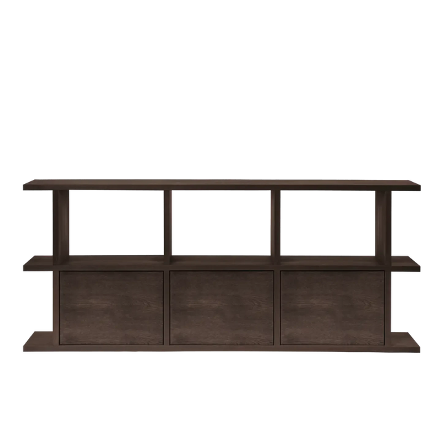 Regal Kona 3x2 Raster mit Schrankeinsätzen Eiche Dunkel - ferm LIVING - DesignWe.Love