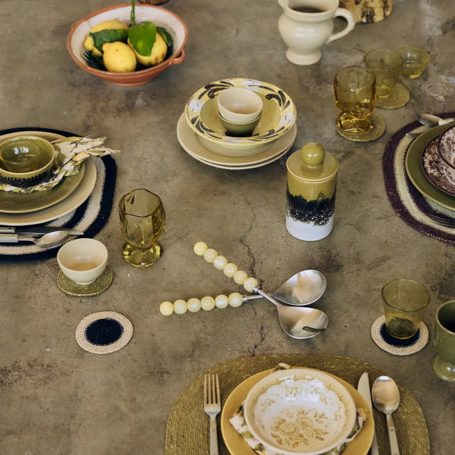 HKliving Salatbesteck Lemon im Tablescape – ausgefallenes Design-Salatbesteck
