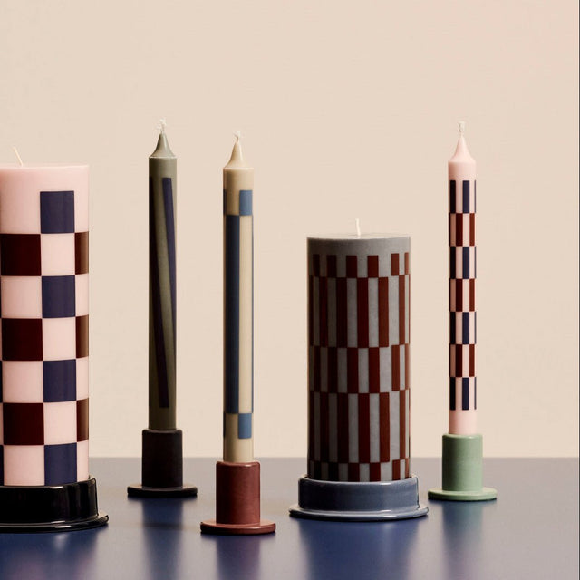 Stabkerze Pattern Candle Light Pink/Bordeaux/Dark Blue - HAY - DesignWe.Love