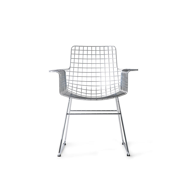 Stuhl Metall Wire mit Armlehnen chrom - HK Living