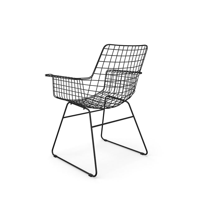 Stuhl Metall Wire mit Armlehnen schwarz - HK Living