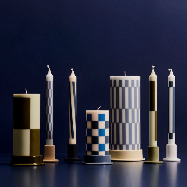 Stumpenkerze Column Candle Blau Dusty Blue Large - HAY