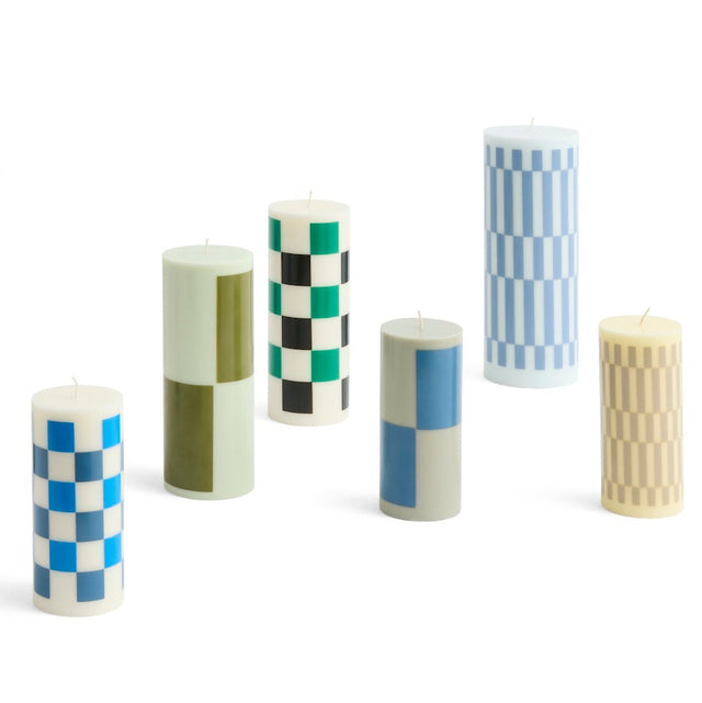 Stumpenkerze Column Candle Grey Blue Small - HAY